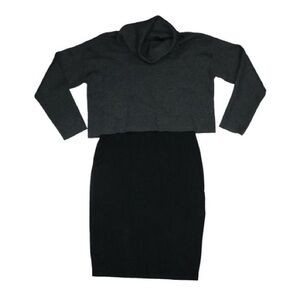 Taylor Cowl Neck Sweater Dress Elegant Gray and Black Women's Dress